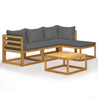  5 Piece Garden Lounge Set with Cushions Solid Acacia Wood
