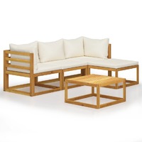  5 Piece Garden Lounge Set with Cushions Solid Acacia Wood