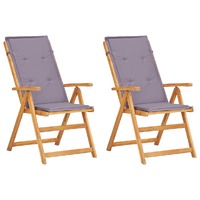  Reclining Garden Chairs 2 pcs Brown Solid Acacia Wood
