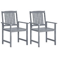  Garden Chairs 2 pcs Grey Solid Acacia Wood