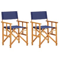  Director&#39;s Chairs 2 pcs Solid Acacia Wood Blue
