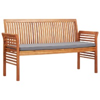  3-Seater Garden Bench with Cushion 150 cm Solid Acacia Wood