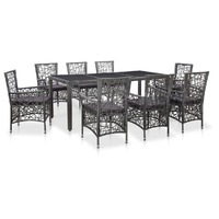 9 Piece Outdoor Dining Set Poly Rattan Grey