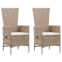  Outdoor Chairs 2 pcs with Cushions Poly Rattan Beige