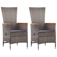  Outdoor Chairs 2 pcs with Cushions Poly Rattan Grey