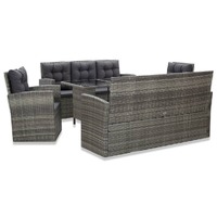  5 Piece Outdoor Dining Set with Cushions Poly Rattan Grey