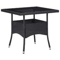  Outdoor Dining Table Black Poly Rattan and Glass