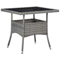 Outdoor Dining Table Grey Poly Rattan and Glass