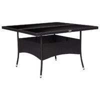  Outdoor Dining Table Black Poly Rattan and Glass