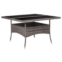  Outdoor Dining Table Grey Poly Rattan and Glass