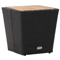  Tea Table Black 41.5x41.5x43 cm Poly Rattan and Solid Acacia Wood