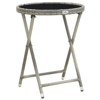  Tea Table Grey 60 cm Poly Rattan and Tempered Glass