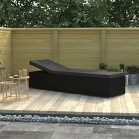  Sun Lounger with Cushion Poly Rattan Black