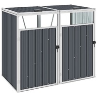  Double Garbage Bin Shed Grey 143x81x121 cm Steel