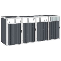  Quadruple Garbage Bin Shed Grey 286x81x121 cm Steel