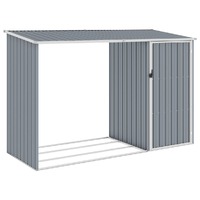  Garden Firewood Shed Grey 245x98x159 cm Galvanised Steel