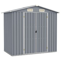  Garden Shed Grey 205x129x183 cm Galvanised Steel