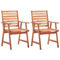 Outdoor Dining Chairs 2 pcs Solid Acacia Wood
