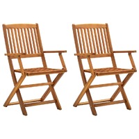  Folding Outdoor Chairs 2 pcs Solid Acacia Wood