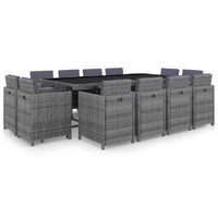  13 Piece Outdoor Dining Set with Cushions Poly Rattan Anthracite