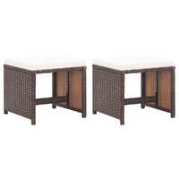  Garden Stools 2 pcs with Cushions Poly Rattan Brown