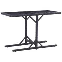  Garden Table Black 110x53x72 cm Glass and Poly Rattan