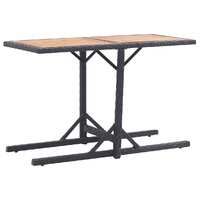  Garden Table Black Solid Acacia Wood and Poly Rattan
