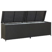  Garden Storage Box Poly Rattan 200x50x60 cm Black