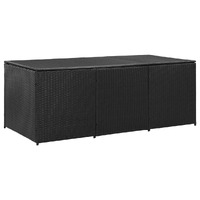  Garden Storage Box Poly Rattan 180x90x70 cm Black