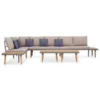  7-Seater Garden Lounge Set with Cushions Solid Acacia Wood Brown