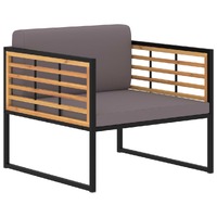  Garden Chairs with Cushions 2 pcs Solid Acacia Wood Dark Grey