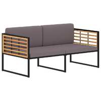  Garden Bench with Cushions 136 cm Solid Acacia Wood Dark Grey