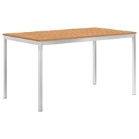  Garden Dining Table 140x80x75 cm Solid Teak Wood and Stainless Steel