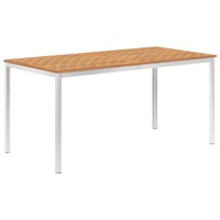  Garden Dining Table 160x80x75 cm Solid Teak Wood and Stainless Steel