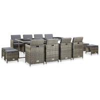  13 Piece Outdoor Dining Set with Cushions Poly Rattan Grey