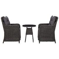  Garden Chairs 2 pcs with Tea Table Poly Rattan Black
