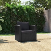  Single Sofa with Cushions Poly Rattan Black