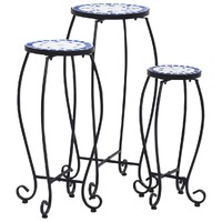  Mosaic Tables 3 pcs Blue and White Ceramic