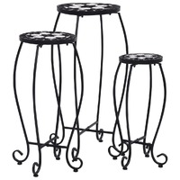  Mosaic Tables 3 pcs Black and White Ceramic