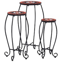  Mosaic Tables 3 pcs Terracotta and White Ceramic