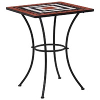  Mosaic Bistro Table Terracotta and White 60 cm Ceramic