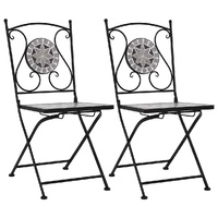  Mosaic Bistro Chairs 2 pcs Grey