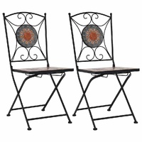  Mosaic Bistro Chairs 2 pcs Orange/Grey