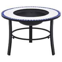  Mosaic Fire Pit Blue and White 68cm Ceramic