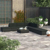  8 Piece Garden Lounge Set with Cushions Poly Rattan Black