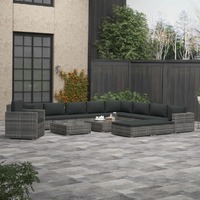  13 Piece Garden Lounge Set with Cushions Poly Rattan Grey