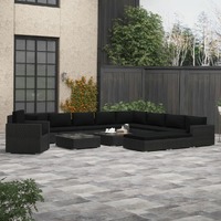  13 Piece Garden Lounge Set with Cushions Poly Rattan Black