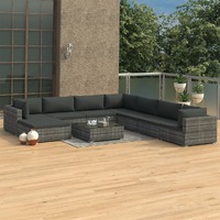  9 Piece Garden Lounge Set with Cushions Poly Rattan Grey