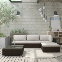  5 Piece Garden Lounge Set with Cushions Poly Rattan Brown