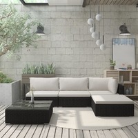 5 Piece Garden Lounge Set with Cushions Poly Rattan Black